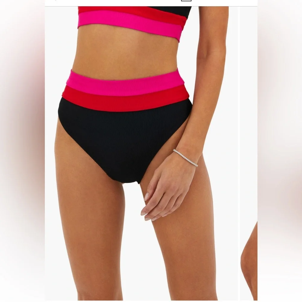 Beach Riot Heidi Colorblock High Waist Bikini Bottoms